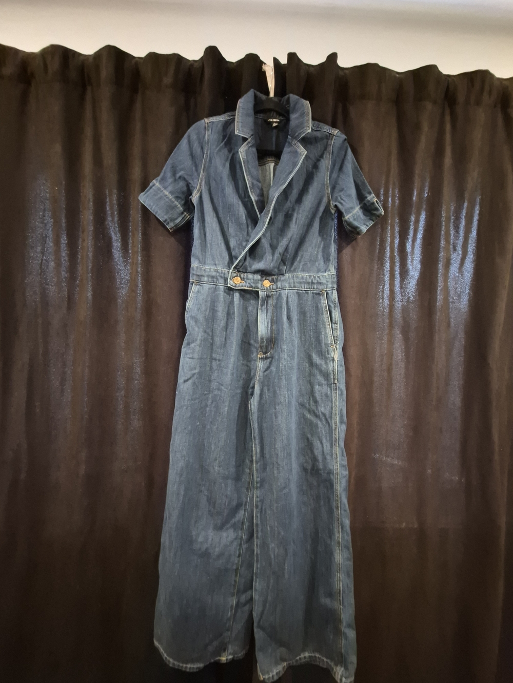 Joe Fresh Blue Denim Women's Short-Sleeve Jumpsuit